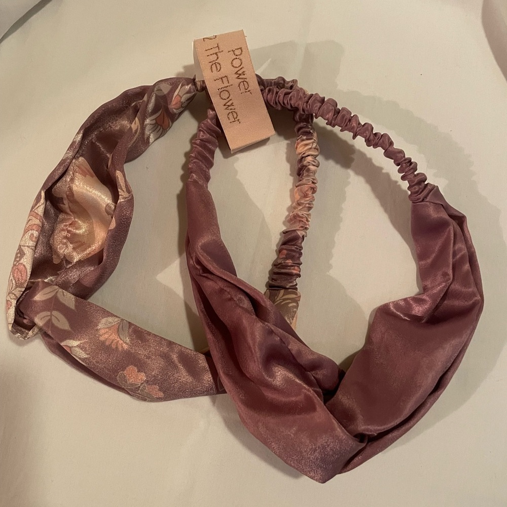 Lavender and Pink Satin Hair Headbands Set of 2